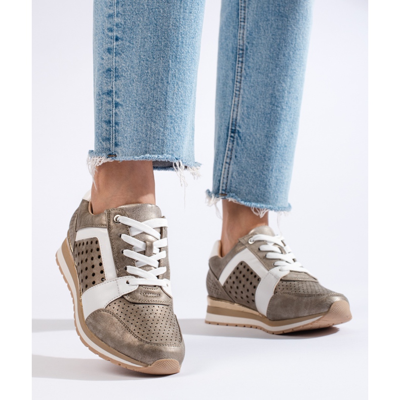 Daszyński zlatne ažur ženske tenisice zlatna 1