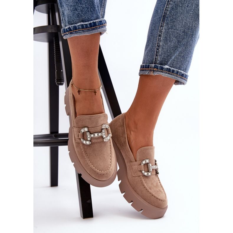 Ženske mokasine s ukrasom Bež Ellise 2