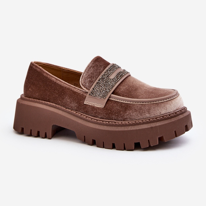 Ženske mokasine od velura s ukrasom, smeđe Wendreda smeđa 1