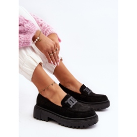 Ženske mokasine s lancem crne boje Mevre crno 2