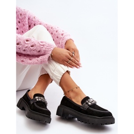 Ženske mokasine s ukrasnim remenom Black Nancille crno 1