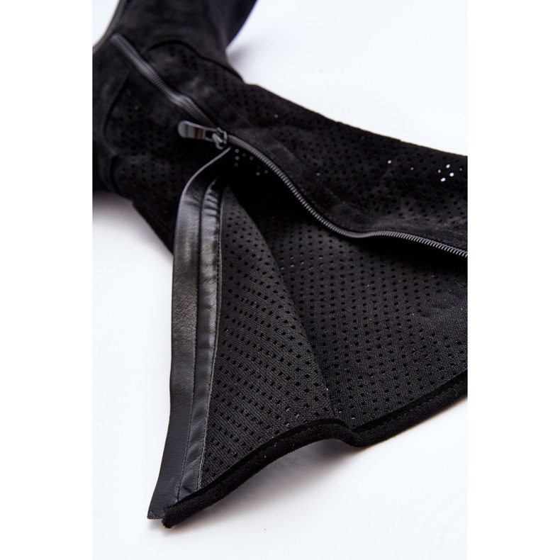 S.barski HY66-139 Ženske ažur čizme, crne crna 1