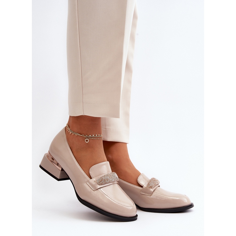 Vinceza Ženske lakirane cipele na nisku petu, bež Marilni 2