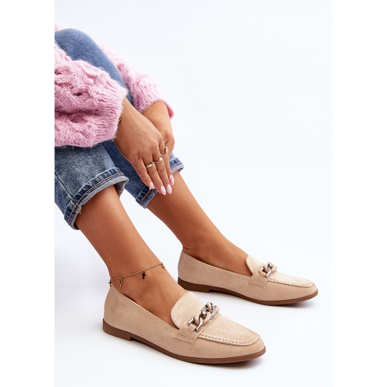 Ženske mokasine s lancem, bež boje Ambrise 2