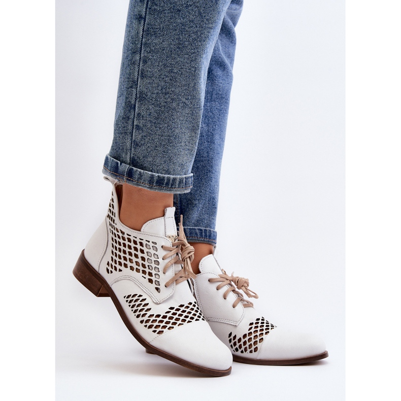 Zazoo 2704 Kožne otvorene čizme, bijele bijela 2