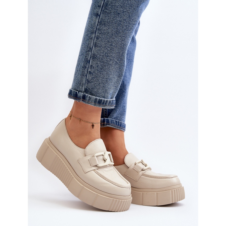 Zazoo 20101 Moderne kožne cipele s platformom, svijetlo bež 2