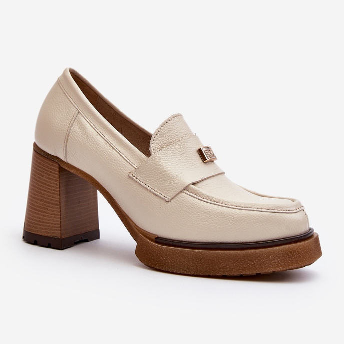 Zazoo 20169 Bež kožne cipele na visoku petu 1