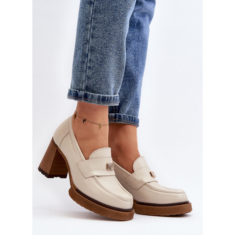 Zazoo 20169 Bež kožne cipele na visoku petu 2