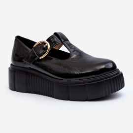 Zazoo 20102 Moderne lakirane cipele na masivnoj platformi, crne crna 1