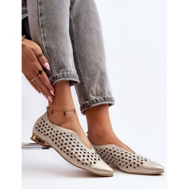 Zazoo 2883 Ažur balerinke od prirodne kože, zlatne zlatna 1