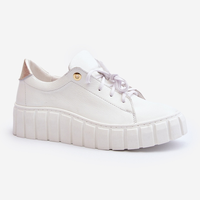 Zazoo 2919 Ženske kožne cipele s debelim potplatom, bijele bijela 1