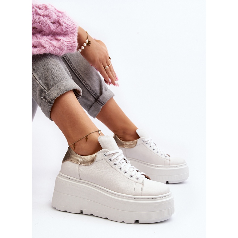 Zazoo 10165 Ženska sportska obuća na masivnoj platformi, bijela 1