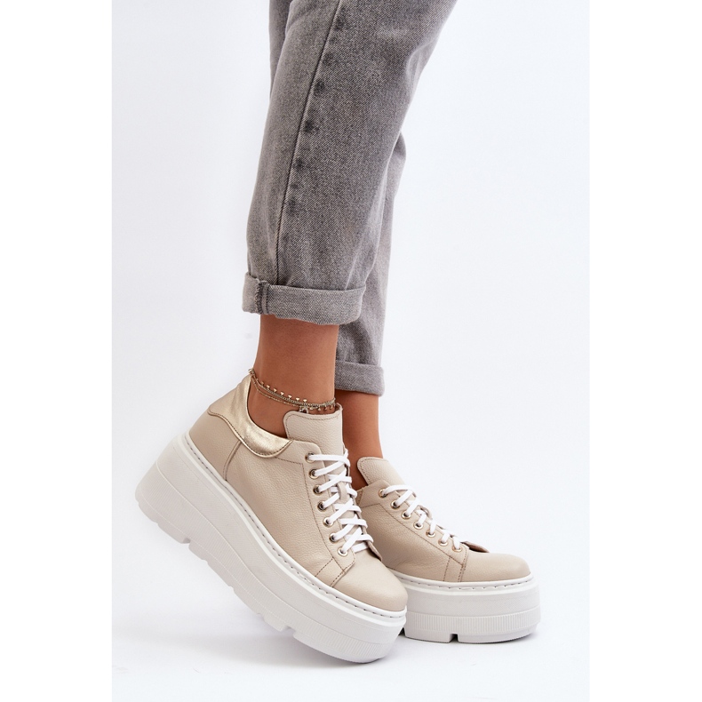 Zazoo 10165 Ženska sportska obuća na masivnoj platformi, bež 1