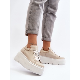Zazoo 10165 Ženska sportska obuća na masivnoj platformi, bež 2