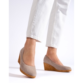 Tamno bež cipele na klin 1