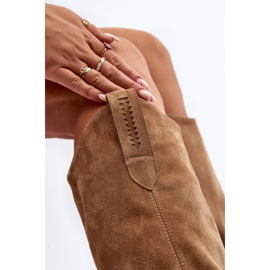 Zazoo 3427 Ženske kaubojske čizme od brušene kože, bež 2