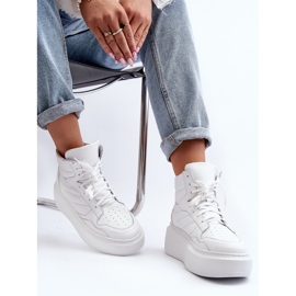 Zazoo 3392/X Ženske kožne sportske cipele na platformu, bijele bijela 1