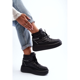 Zazoo 3392/X Ženske kožne sportske cipele na platformu, crne crna 2