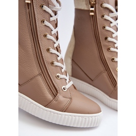 Zazoo 3081 ženske kožne tenisice na wedges, bež 2