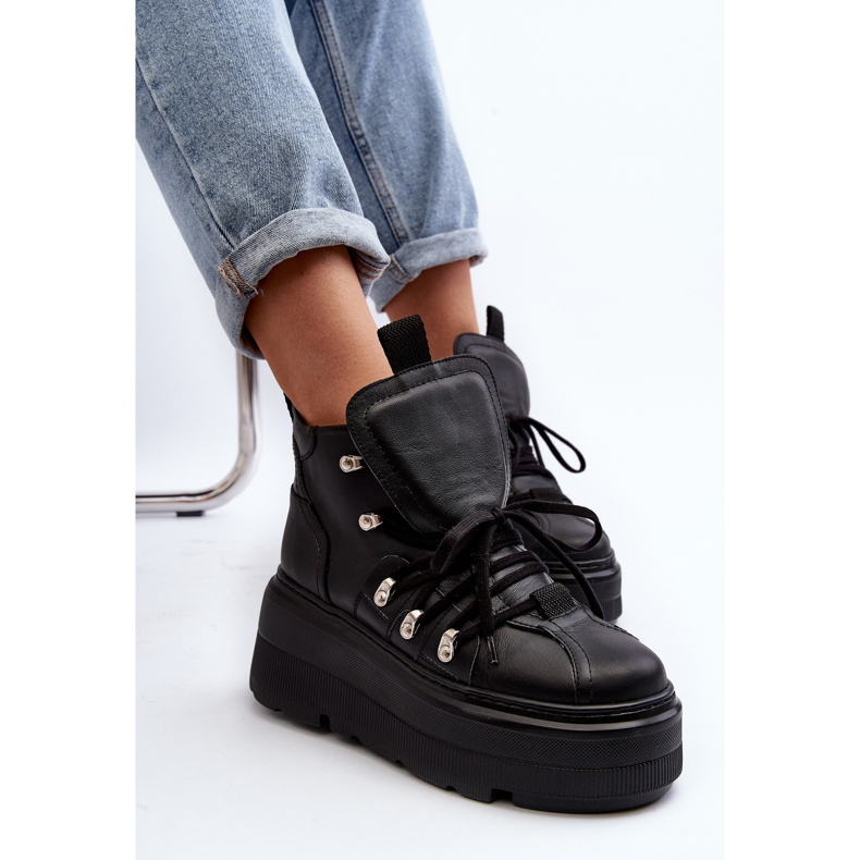 Zazoo 3416 Kožne ženske sportske cipele crne crno 2