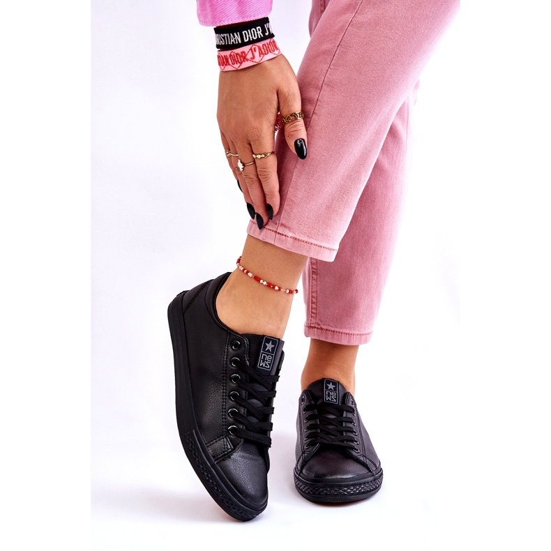 News Ženske kože vezale su klasične crne tenisice crno 2