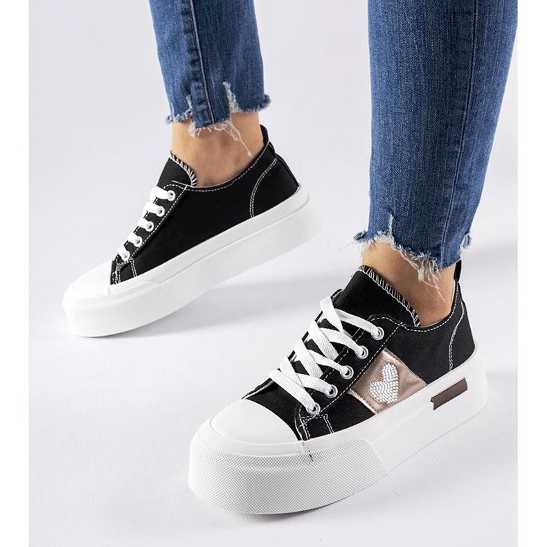 Crne i srebrne Lawton tenisice s platformom crna 2