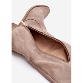 Zazoo 3427 Ženske kaubojske čizme od brušene kože Cappuccino bež 2