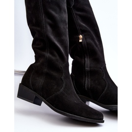 Zazoo 3427 Ženske kaubojske čizme od brušene kože, crne crna 2