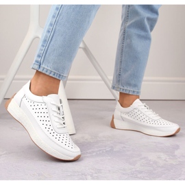 Ženske ažur kožne cipele, bijele, Sergio Leone SP013 bijela 2