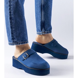 Mornarsko plava klompa klizi na platformi Lang 1