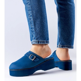 Mornarsko plava klompa klizi na platformi Lang 2