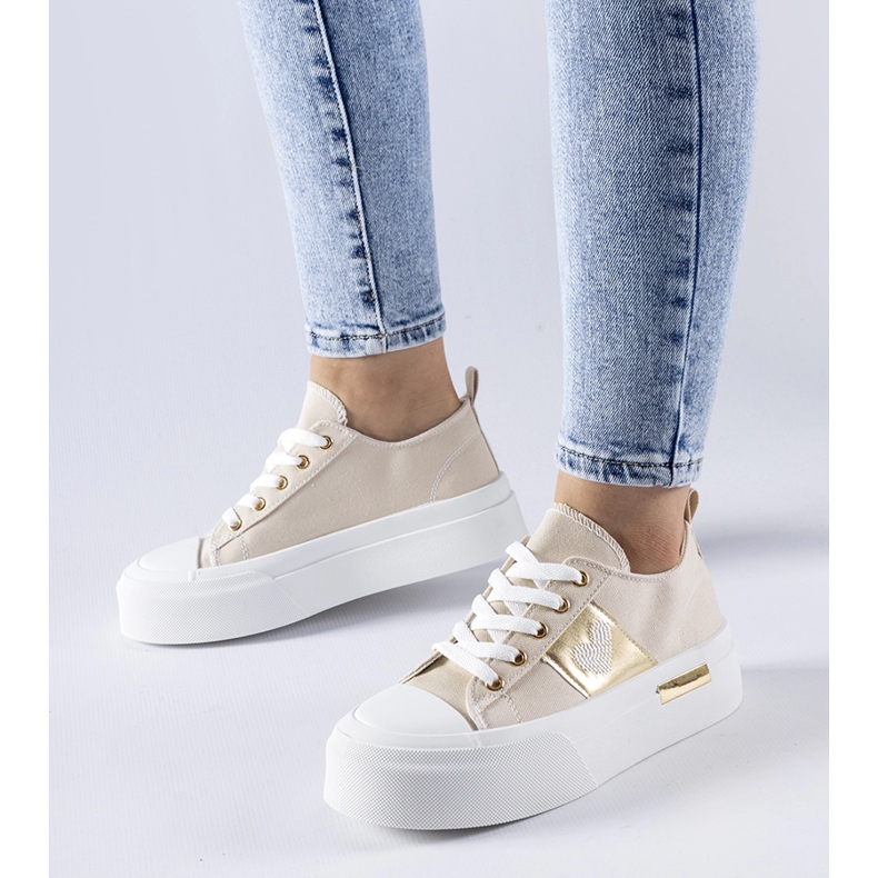 Bež i zlatne Lawton tenisice s platformom 1