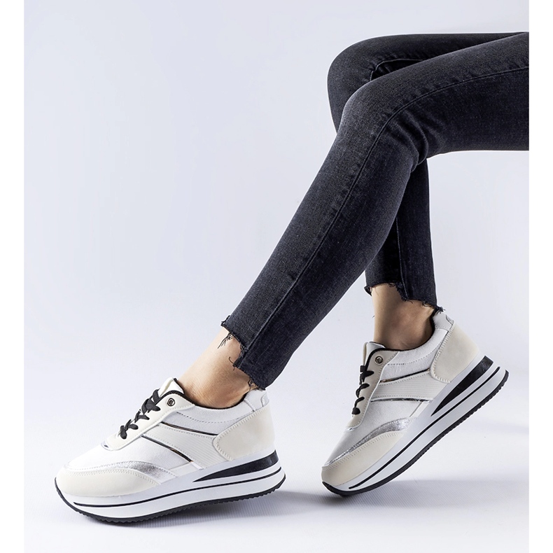 Bijele tenisice na Nutter platformi bež 1