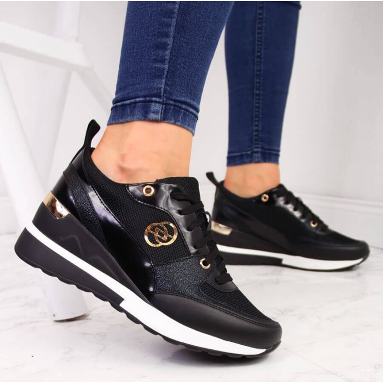 Cipele na klin eVento W EVE274A, crne crno 2