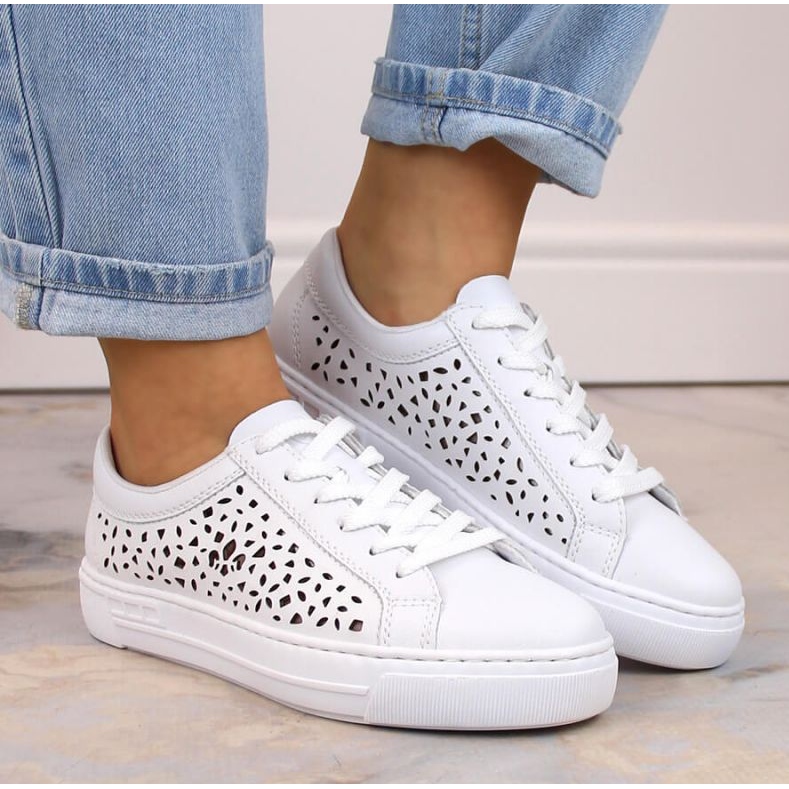 Rieker W RKR641 bijele udobne kožne cipele bijela 2