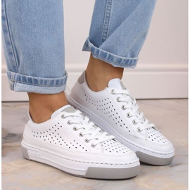 Rieker W RKR642 bijele ažurne kožne cipele bijela 2