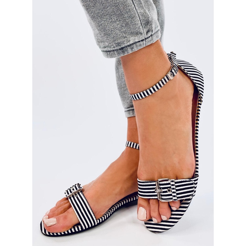 Ditty crne prugaste sandale - 2. kvaliteta bijela 2