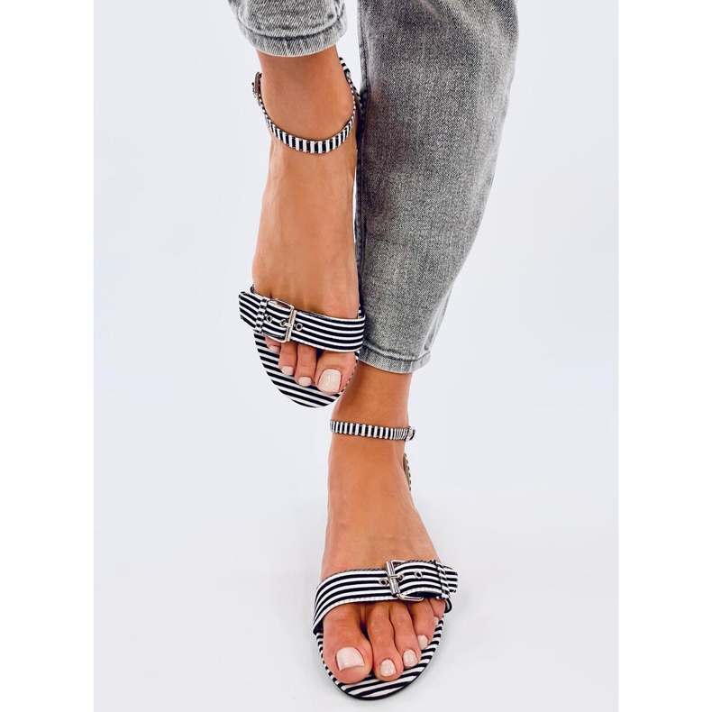 Ditty crne prugaste sandale - 2. kvaliteta bijela 1