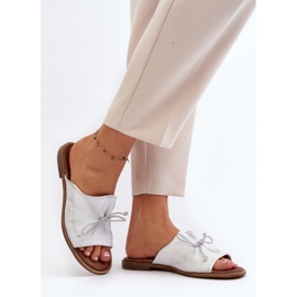 Zazoo 2659 Ženske kožne papuče srebrne srebro 2