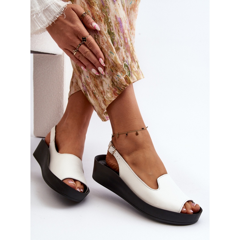 Zazoo 2893 Ženske kožne sandale s debelim potplatom, bijele bijela 1
