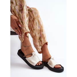 Zazoo 2896 Ženske kožne japanke bijele i zlatne boje zlatni 1