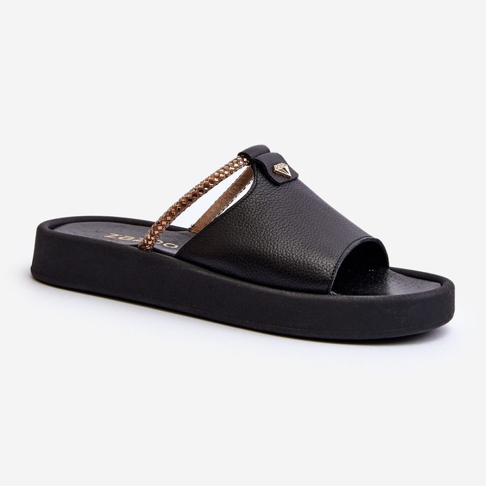 Zazoo 2896 Ženske kožne japanke, crne crna 1