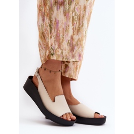 Zazoo 2893 Ženske kožne sandale na debelom potplatu, svijetlo bež 2