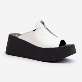 Zazoo 2916 Ženske japanke na masivnoj platformi s patentnim zatvaračem, bijele bijela 1