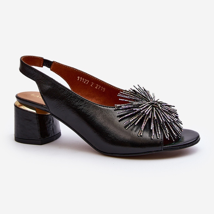 Kožne sandale s ukrasom Laura Messi 2719 crne crna 2