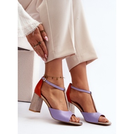 Kožne sandale na visoku petu Laura Messi 2759 Ljubičasta 1