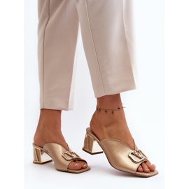 Elegantne ženske japanke na visoku petu Laura Messi 2771 zlatne zlatna 1