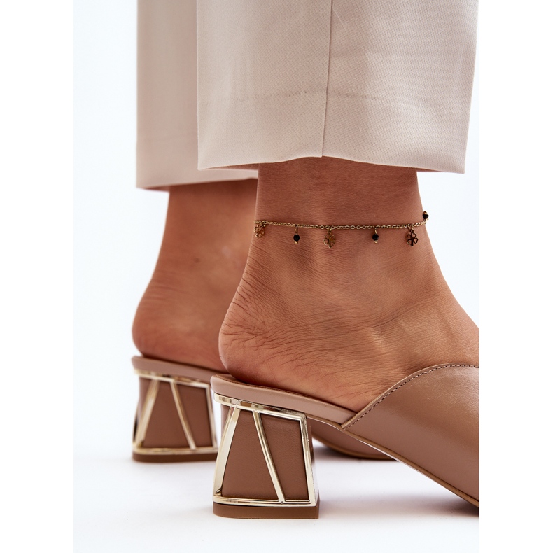 Elegantne ženske japanke na visoku petu Laura Messi 2771 bež 2