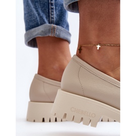 Ženske kožne mokasine s resama CheBello 3096 Bež 1