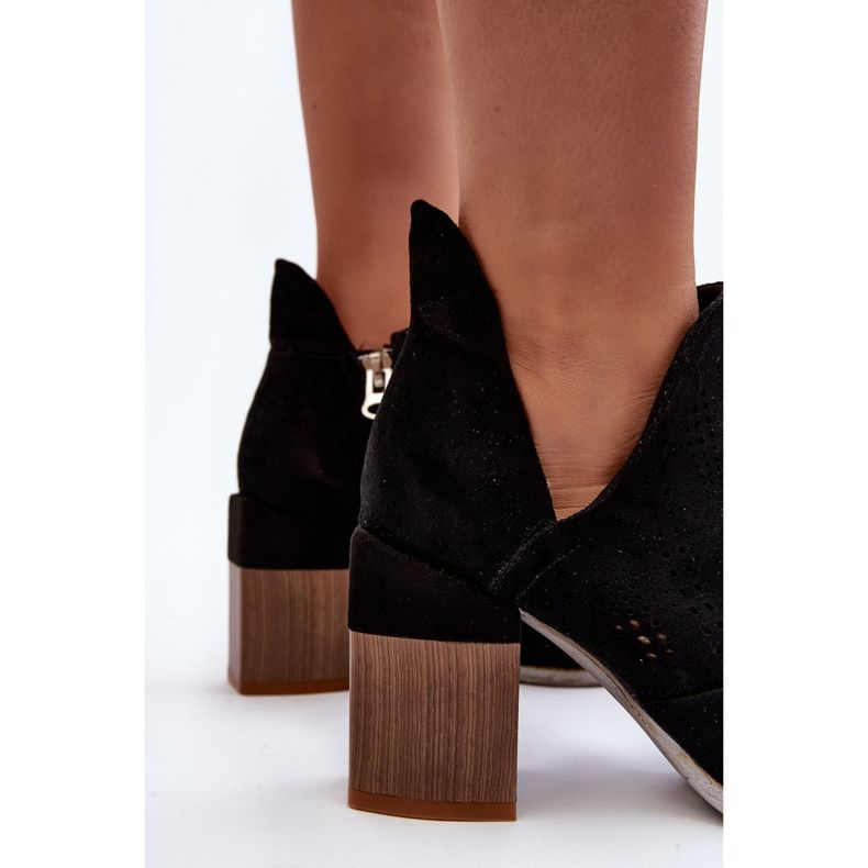 Ženske ažur gležnjače na visoku petu crne Niartima crna 1